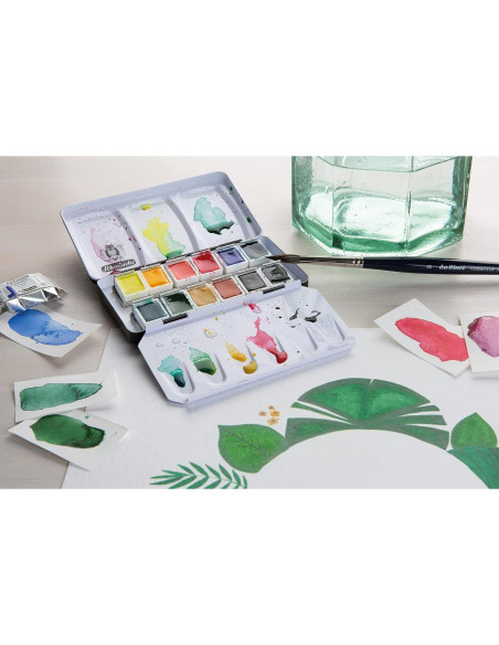 Acuarelas Finas Schmincke AKADEMIE 12 Pans Caja Compacta Metal