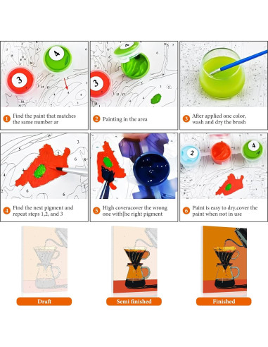 Kit de Pintura por Números Fountor 6 Piezas Café 30.48x20.32 cm