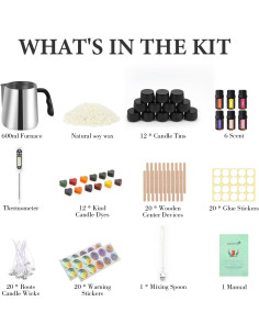 Kit de Fabricación de Velas SAEUYVB - 12 Latas, 900g Cera Soja 2