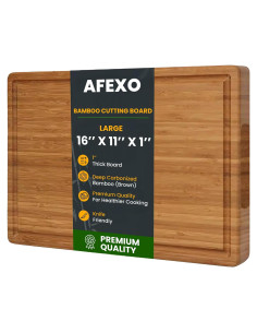 Tabla de cortar de bambú AFEXO 40.64x27.94 cm con canal