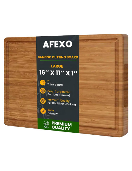 Tabla de cortar de bambú AFEXO 40.64x27.94 cm con canal