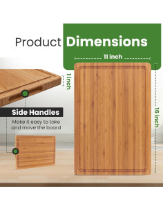 Tabla de cortar de bambú AFEXO 40.64x27.94 cm con canal 2