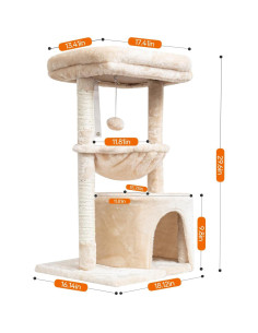 Árbol para Gatos Pequeño SYANDLVY 75.2 cm Beige con Cueva 2