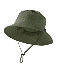 Sombrero de Cubo Verde Militar Unisex UPF 50+ Ajustable