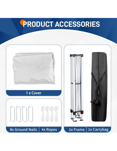 Carpa Plegable Pop Up Gearvato 3x3m Impermeable Blanca