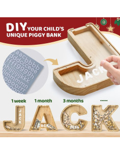 Banca de Cerdo Bemaystar 22.86 cm para Niños con Letras 2