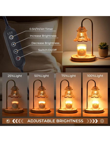 Lámpara Calentadora de Velas Lsctiff Ámbar con Temporizador