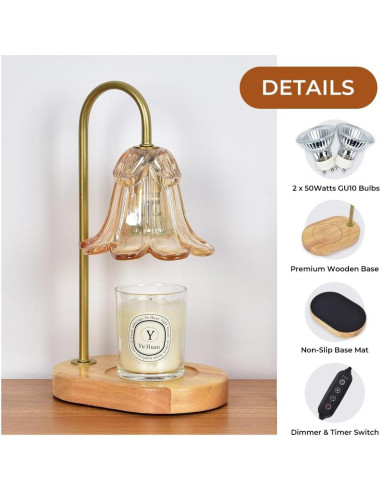 Lámpara Calentadora de Velas Lsctiff Ámbar con Temporizador