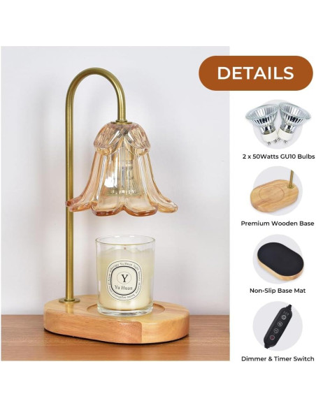 Lámpara Calentadora de Velas Lsctiff Ámbar con Temporizador