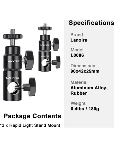 Adaptador de Montaje para Soporte de Luz Lanxire L0128 - 2 Piezas