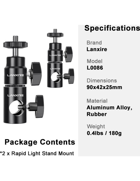 Adaptador de Montaje para Soporte de Luz Lanxire L0128 - 2 Piezas