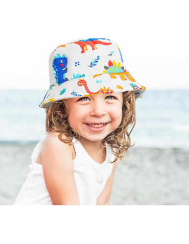 Sombrero de sol UPF 50+ para bebés + gafas dinosaurio