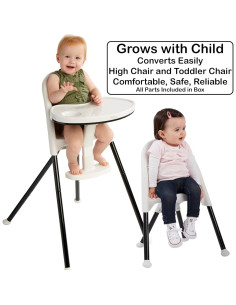 Silla Alta Plegable Cozy Tot Deluxe Negra y Blanca 55.88x50.8 cm 2