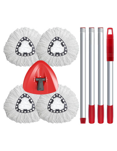 Kit de Reemplazo de Mopa Giratoria WAKAYOYO 4 Cabezas + Mango