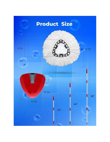 Kit de Reemplazo de Mopa Giratoria WAKAYOYO 4 Cabezas + Mango