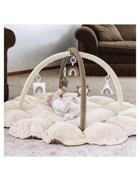 Gimnasio para Bebés 5 en 1 Marrón - Alfombra Suave y Lavable