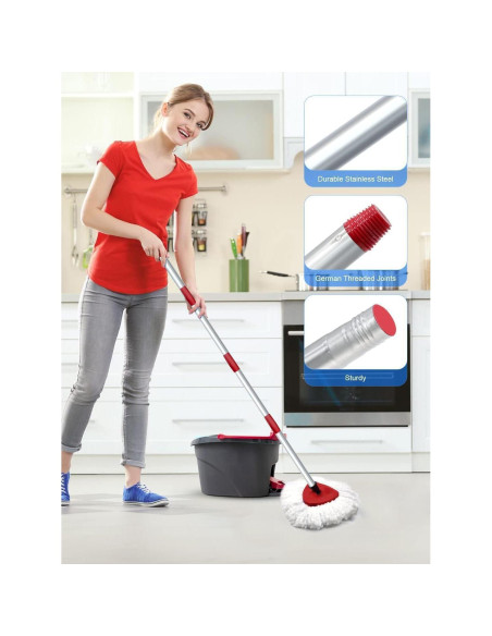 Kit de Reemplazo de Mopa Giratoria WAKAYOYO 4 Cabezas + Mango