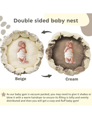 Gimnasio para Bebés 5 en 1 Marrón - Alfombra Suave y Lavable