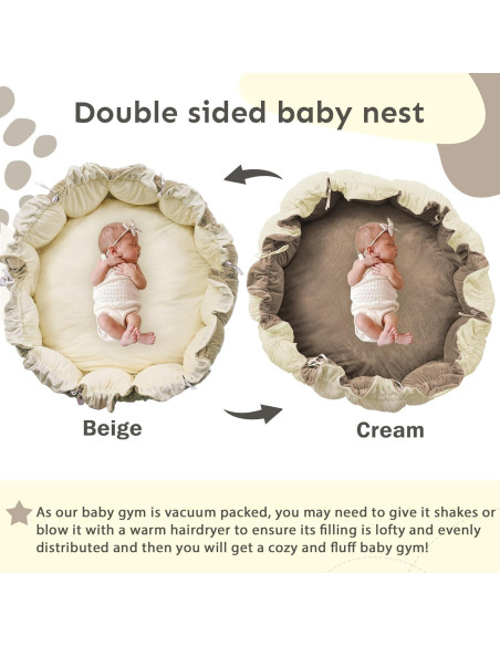 Gimnasio para Bebés 5 en 1 Marrón - Alfombra Suave y Lavable