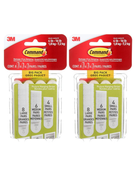 Tiras para Colgar Cuadros 3M Command, Paquete Grande de 18 Pares