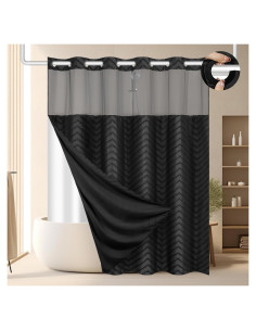 Cortina de Ducha FADOTY Negra 180x188 cm Impermeable con Forro