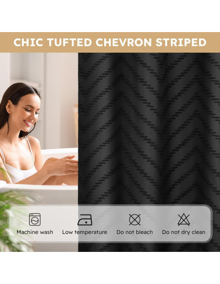 Cortina de Ducha FADOTY Negra 180x188 cm Impermeable con Forro