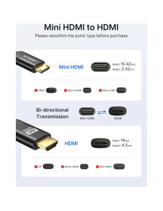 Cable Mini HDMI a HDMI JSAUX 0.91m Alta Velocidad 4K 60Hz 2