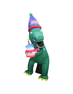 Dinosaurio Inflable Verde T Rex 213 cm con Luces LED