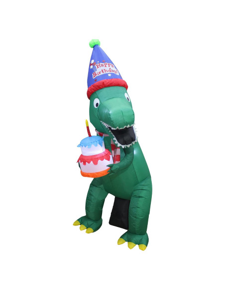 Dinosaurio Inflable Verde T Rex 213 cm con Luces LED