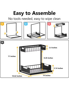 Organizador Bajo Fregadero Ceetug 2 Niveles Metal Negro 2
