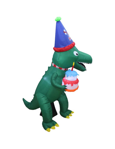 Dinosaurio Inflable Verde T Rex 213 cm con Luces LED