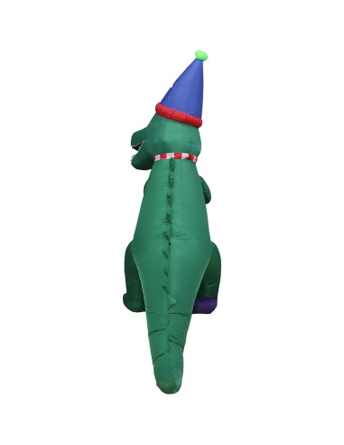 Dinosaurio Inflable Verde T Rex 213 cm con Luces LED