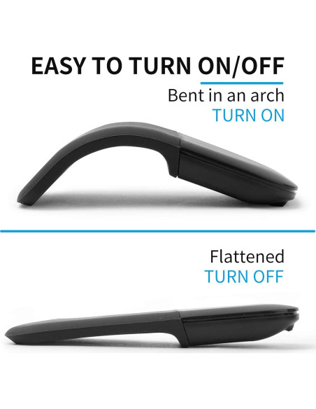 Ratón Bluetooth Plegable Arc - Mini Portátil Negro 1600dpi