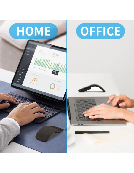 Ratón Bluetooth Plegable Arc - Mini Portátil Negro 1600dpi