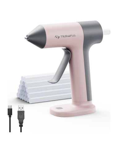 Pistola de Pegamento Caliente Inalámbrica Tilswall Rosa 15W