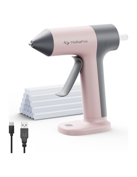 Pistola de Pegamento Caliente Inalámbrica Tilswall Rosa 15W