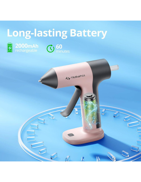 Pistola de Pegamento Caliente Inalámbrica Tilswall Rosa 15W