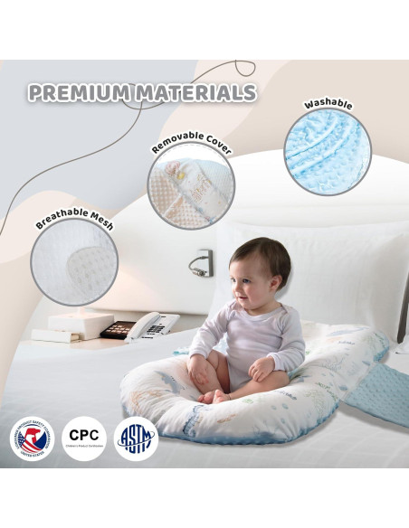 Cojín para Bebé Brunees 2-en-1 Algodón Azul 95.3x54.9cm Cojín para Bebé Brunees 2-en-1 Algodón Azul 95.3x54.9cm