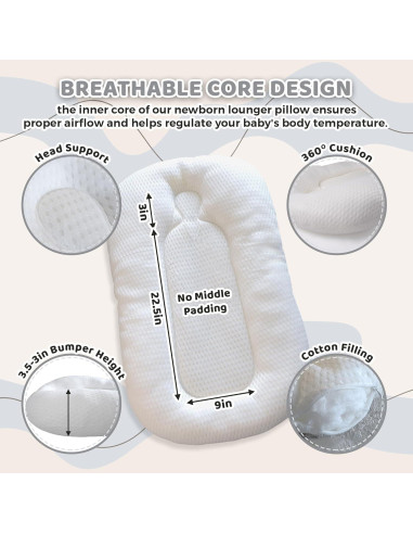 Cojín para Bebé Brunees 2-en-1 Algodón Azul 95.3x54.9cm
