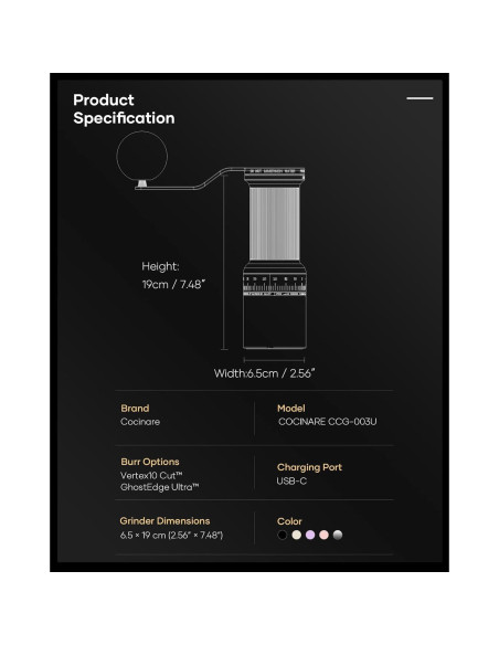 Molinillo de Café Manual Cocinare ESSENCE GO B38 Rosa 30g