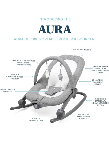 Balanceador Portátil Baby Delight Aura Deluxe - Tweed Charcoal