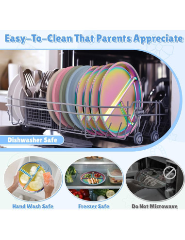 Platos para Bebés Goldusk de Acero Inoxidable 9" 2pcs Azul Verde