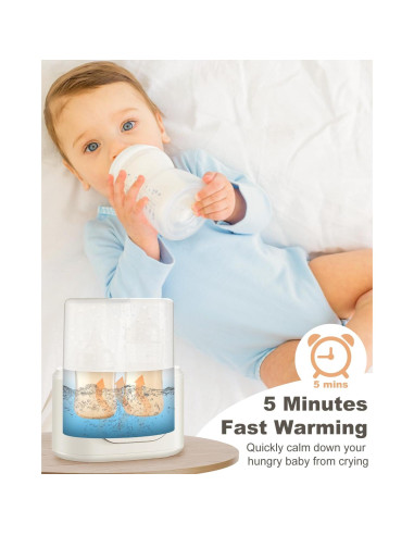 Calentador de Biberones AMZBABYCHEF Doble 10 en 1 Blanco