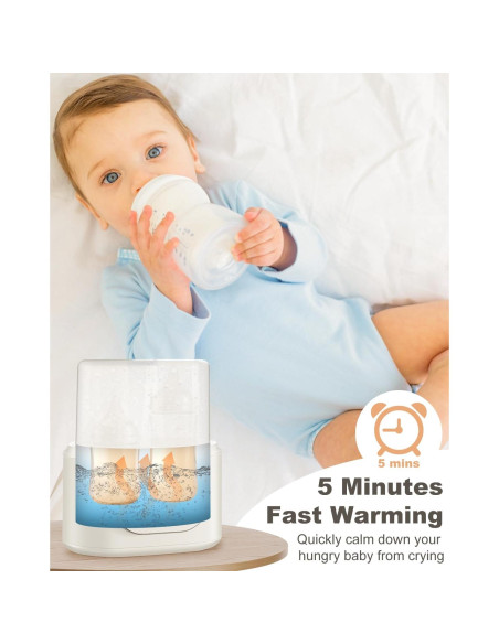 Calentador de Biberones AMZBABYCHEF Doble 10 en 1 Blanco