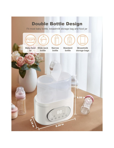 Calentador de Biberones AMZBABYCHEF Doble 10 en 1 Blanco