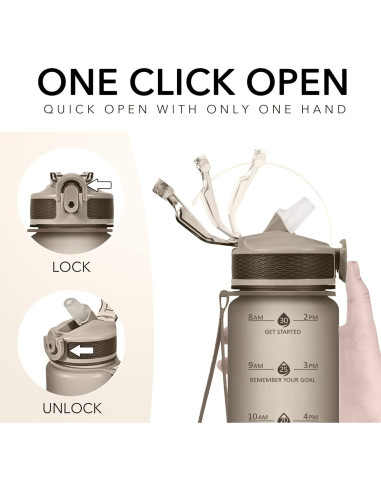 Botella de Agua Newfad 0.95 L con Pajilla y Funda Antifugas