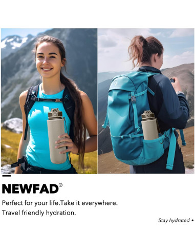 Botella de Agua Newfad 0.95 L con Pajilla y Funda Antifugas