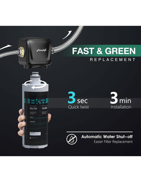 Filtro de Agua Bajo Fregadero Frizzlife FK99, 0.5 Micrones, NSF 53/42