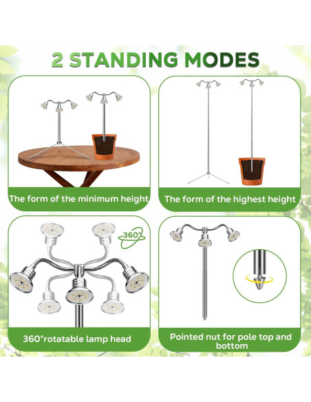 Lámpara de Crecimiento Espectro Completo Yiyehu 3 Cabezas Ajustable