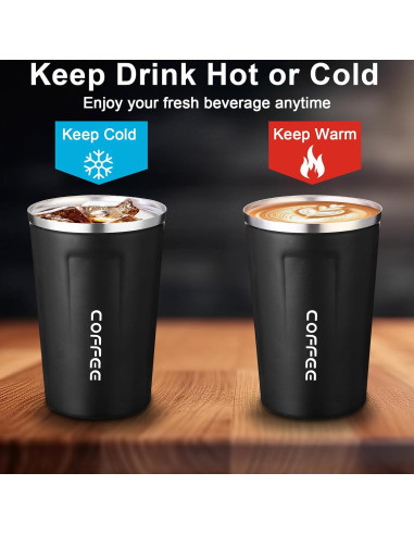 Paquete de 6 Tazas de Café Aisladas Qinyoung 380ml Negro